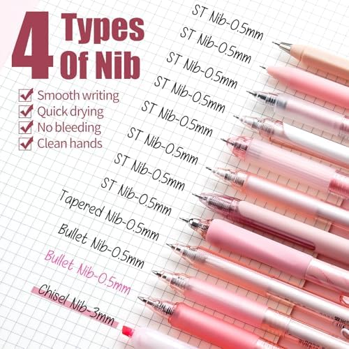 Four Candies Rose Series Gel Pens, Cute Writing Pens with Black & Pink Ink, 0.5 mm Smooth Fine Point, Back to School Office Supplies Girly Stationery Aesthetic Desk Accessories for Women, Set of 12 - Image 4