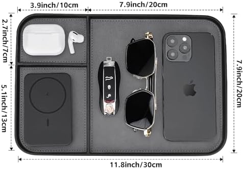 SENEN Leather Tray, Stylish and Organized Multifunctional Tray, for Table Entryway, Premium PU Leather, Catchall Tray for Keys, Watch, Wallet, Jewelry, and More (Black Frame) - Image 7